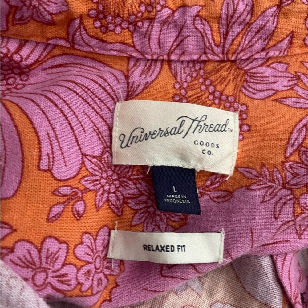 Universal Thread Orange & Pink Floral Ls Relaxed … - image 4